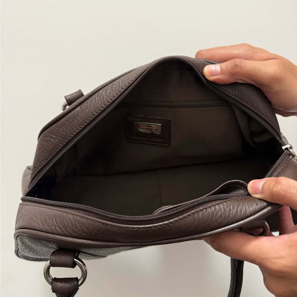 Talbots Purse Leather Top Handle/Satchel Zip Espresso Brown - Picture 8 of 10